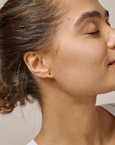 Enamel Copenhagen - Amore Studs - Red/Guldfarvet